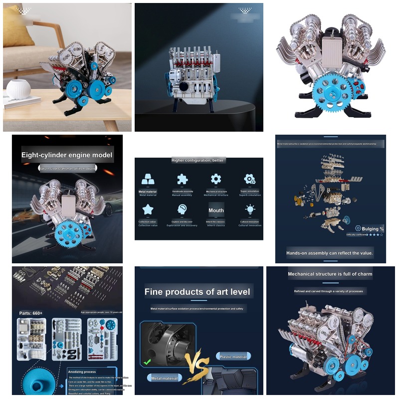 Model Kit Engine V8 - DIY 3D Mechanical V8 Engine Metal