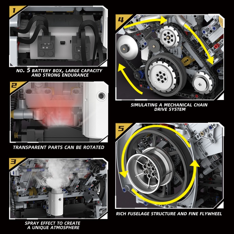 Motorized V8 Engine 3201Pcs Bu - Model Kit Engine V8 评论和价格