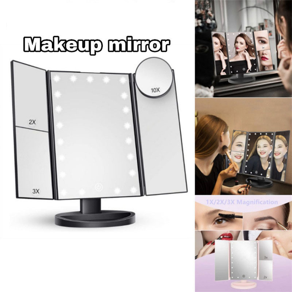 Bathroom Folding Makeup Mirror - Magnifier With Light 评论和价格