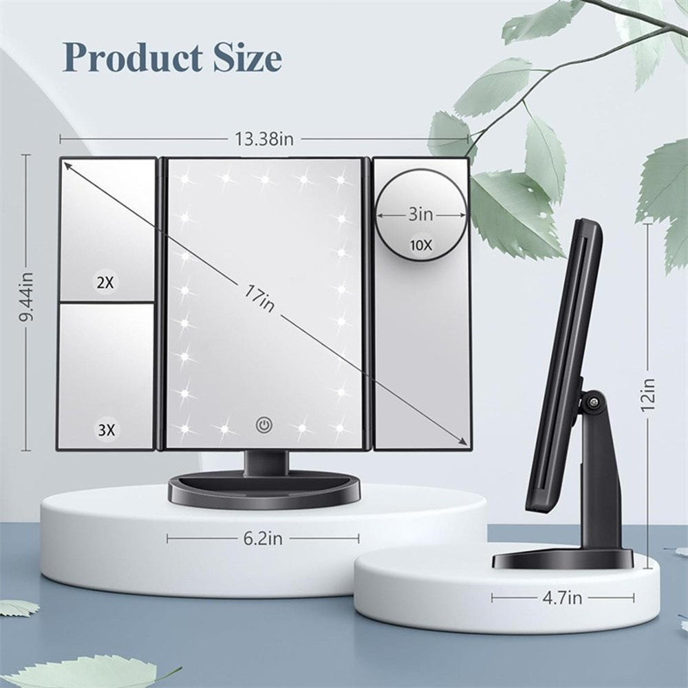 Bathroom Folding Makeup Mirror - Magnifier With Light 评论和价格